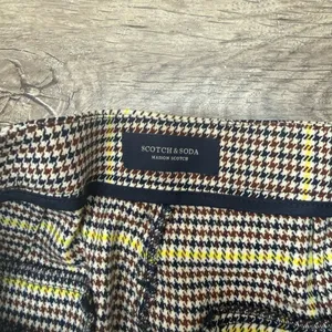 Scotch and Soda‎ brown and yellow plaid paper bag pants size medium thumbnail 6