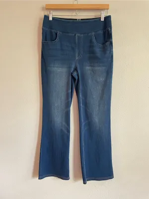 Halara Flex High Waisted Pockets Washed Casual Bootcut Jeans Size L Petite thumbnail 3
