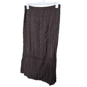 Vintage J. Jill Brown Embroidered‎ Rayon Maxi Skirt Women's Size M thumbnail 5