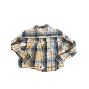 American Eagle Outfitters Button-Up Shirt Womens L Blue Tan Plaid Flannel thumbnail 2