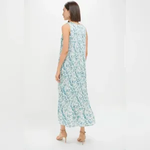 Tuckernuck Jardin De Fleurs Plisse Crinkle Alina Dress Blue Floral Midi NWT thumbnail 4