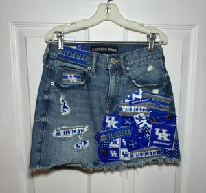 EXPRESS Kentucky Patch Gameday Denim Mini Skirt thumbnail 1