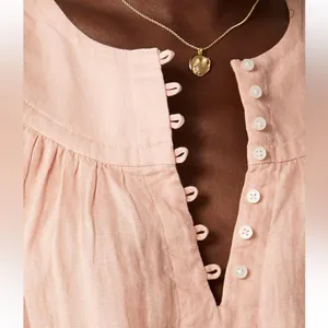J. Crew Gathered popover dress in linen Peach Clay Size Small NWT thumbnail 4