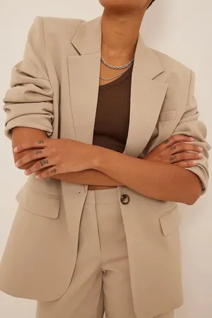 NA-KD Classic Oversized Blazer Beige thumbnail 1