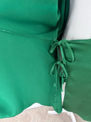 ASTR Satin Wrap Mini Dress Green XL Wedding Guest Cocktail Holiday Party Evening thumbnail 8
