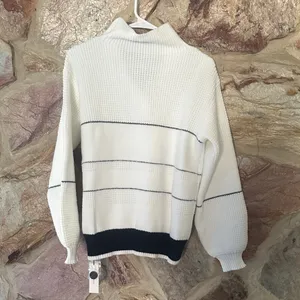 Commense Open Collar Button Up Sweater size small White thumbnail 6