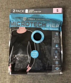 Free Country Microtech Heat 2 Pack Women Shirts Base Layer Top Black Small thumbnail 1