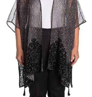 Daniel Rainn DR2 Large Velvet Burnout Sheer‎ Kimono Caftan New With Tags thumbnail 1