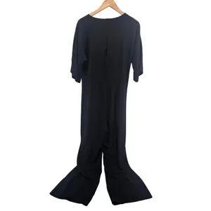 Amanda Uprichard Jumpsuit Womens Medium Wide Leg Black Short Sleeve EUC* thumbnail 3