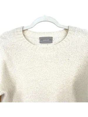 Everlane Cream Wool-Blend Crewneck Sweater Boucle Knit Size Medium Quiet Luxury thumbnail 14