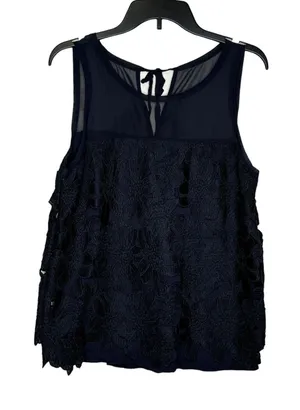 Ann Taylor Women's Top Embroidered Floral Sleeveless Tie Back‎ Crew-Neck Medium thumbnail 1