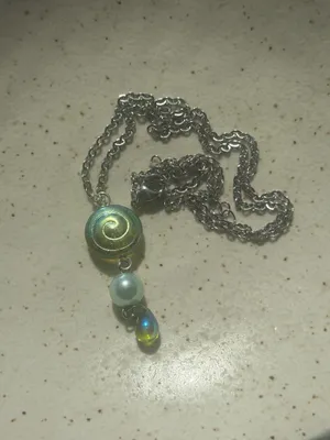 Handmade Czech glass teardrop & swirl necklace🍃🌀 thumbnail 5