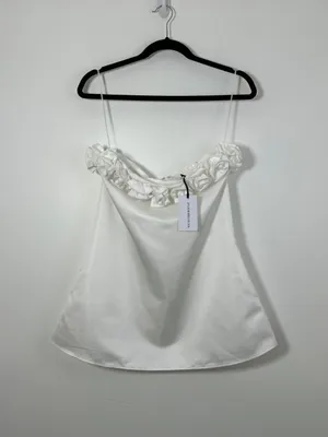 NWT WeWoreWhat Strapless A-Line Rose Mini Dress Duchess Satin Size 0 Formal thumbnail 3