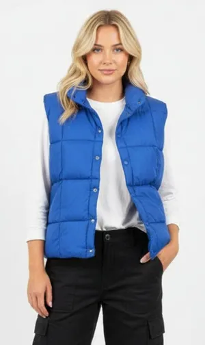 Land’s End Women's Blue Down Filled Puffer Sleeveless Vest M thumbnail 1
