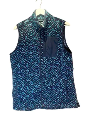LL Bean Women’s Sweater Fleece Vest Geometric Print Size Large thumbnail 1