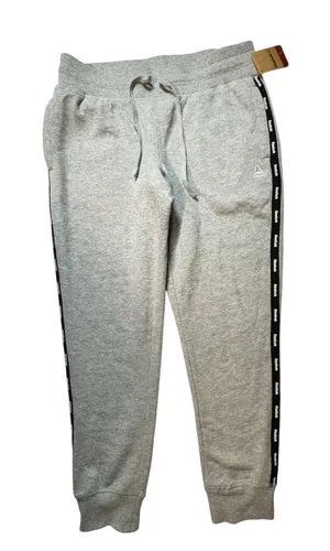 Reebok Light Gray Joggers with Black Logo Side Sz M thumbnail 1