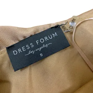 Dress Forum Beige Satin Ruffle Romper One Shoulder Flowy Chic Small thumbnail 3
