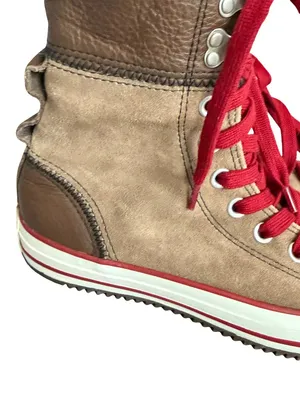 Converse All Star Tan Brown Canvas Leather High Sneaker Boot Lace Size 7 Women's thumbnail 6