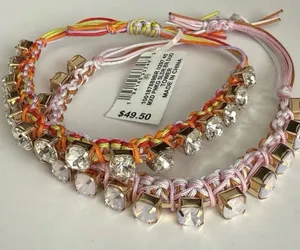 Gold-Tone 2-Pc. Set Color Crystal Cord Slider Bracelets NWT thumbnail 1