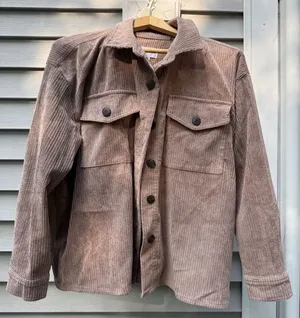 Ci Sono Corduroy Shacket Shirt Jacket Womens S Oversized Soft Taupe thumbnail 1