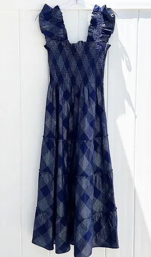 Hill House Ellie Nap Dress Navy Glitter Check, XS thumbnail 3