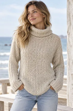 Abercrombie & Fitch Chunky Turtleneck Womens Sweater Sz XS Fisherman Coastal thumbnail 1