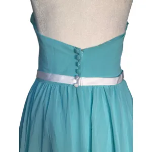 Alfred Angelo Aqua Chiffon Halter Prom Maxi‎ Dress Formal Etheral Flowy Spring thumbnail 6