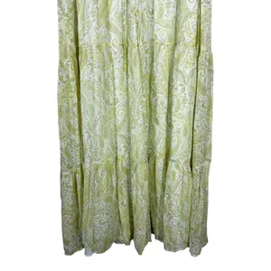 Lucky Brand Ariel Tiered Paisley Maxi Dress Yellow Boho Flutter Sleeve Size S thumbnail 5
