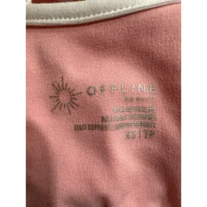 Aerie OFFLINE Pink Cropped‎ Tank Top White Trim XS thumbnail 4
