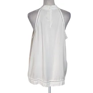 Cloth & Stone Anthropologie White Sleeveless Blouse with Lace Accent Size Medium thumbnail 2