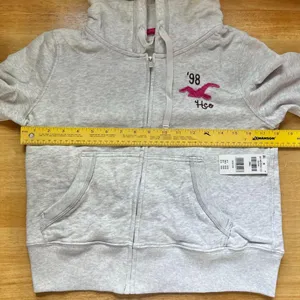 NWT Hollister Logo Zip Up Hoodie Sweatshirt Jacket with Pink Accents Size S thumbnail 5