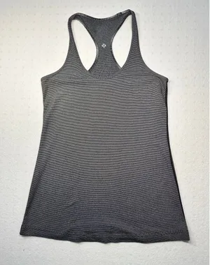 Lululemon Cool Racerback II Tank Top Gray Micro-Stripe | Size S thumbnail 1