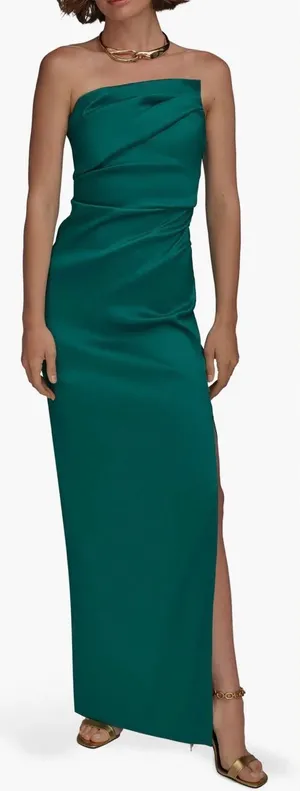NEW Donna Karan New York Ruched Strapless Lawn Lwn emerald Green Gown Sz 4 thumbnail 1