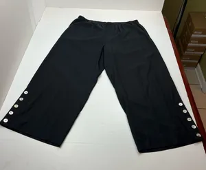 John Mark Black Wide-Leg Cropped Pants Button Accents Womens Large Tencel‎ *FLAW thumbnail 1