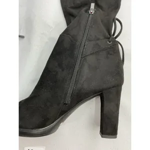 Womans Franco Sarto Ivorie Pull On Knee High Boots 8.5 M 1/4 Zip Black Heel thumbnail 2