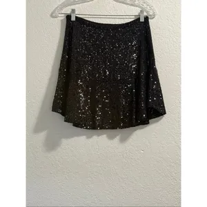 Free People Black Sequin Flare Mini Skirt S party New Years thumbnail 4