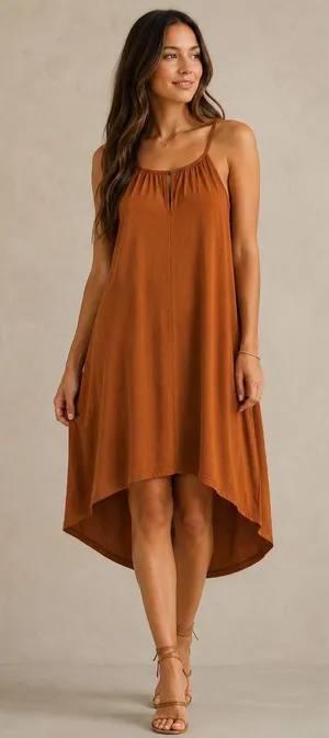 If You Be My Star‎ I'll Be Your Sky Rust Brown High-Low Halter Dress Large thumbnail 1