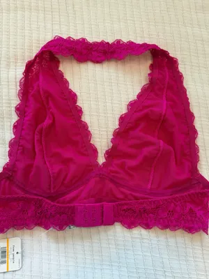 Free People Fuchsia Lace Halter Bralette thumbnail 5