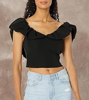 Abercrombie & Fitch Black Ruffle Blouse thumbnail 1