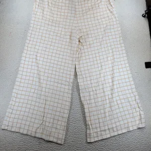 Elevenses Anthropologie Linen Windowpane Wide Leg Crop Pants Beige Womens 16T‎ thumbnail 10