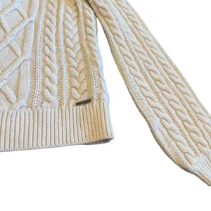 Abercrombie & Fitch Cream Thick Cableknit Sweater Pullover Chunky Cozy Sz Small thumbnail 3