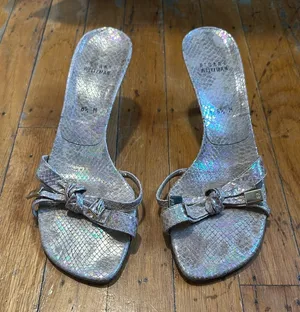 Y2K Stuart Weitzman Iridescent Bow Heels thumbnail 1