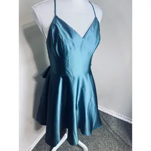 Fifteen Roses Green Satin Formal Dress tulle short full flare skirt prom sz 10 thumbnail 3