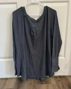 Free People Blue Gray Oversized Long Sleeve Size S thumbnail 5