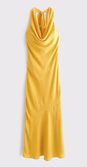 Abercrombie Yellow Cowl Halter Maxi Dress thumbnail 6