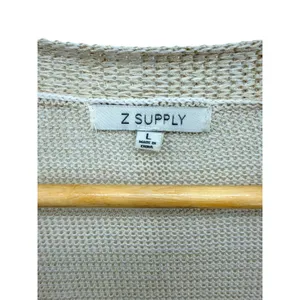 Z Supply Womens Beige Space Dye‎ Open Knit V-Neck Button Cardigan Lightweight L thumbnail 2