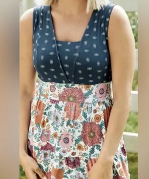 Matilda Jane sz small womens wide strap tank blue top with floral design bottom thumbnail 10