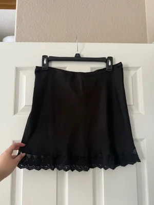 Urban Outfitters Out From Under Black Lace Trim Rose Mini Skirt thumbnail 6