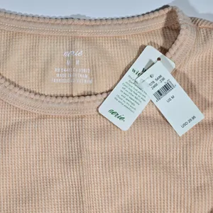 Aerie Womens Waffle Knit Crop Top Tee Peach Oversized M‎ NWT thumbnail 3