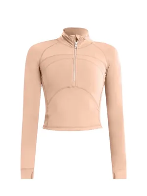 Amazon Slim Fit Yoga Half Zip Top Tan Pink Size S thumbnail 3